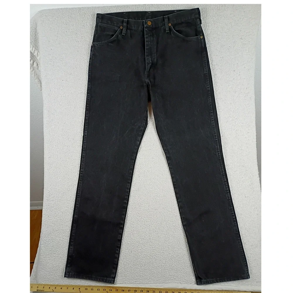 Vintage Wrangler Cowboy Cut Jeans Mens 34x34 Black USA Made Rodeo Riding 13MWZWK